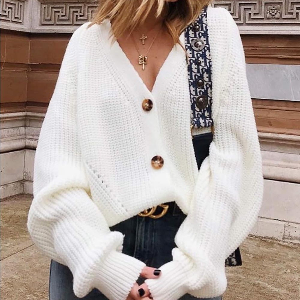 Oversized cable knit cardigan